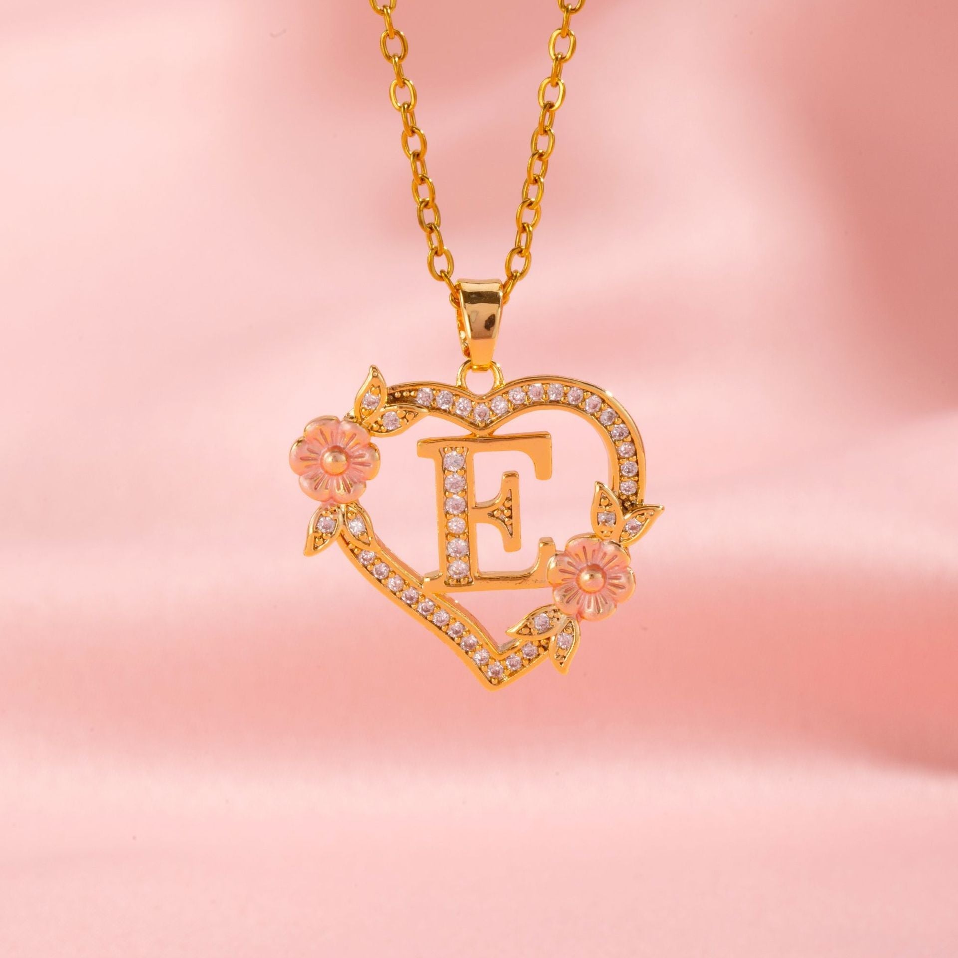 Floral Charm Initial Necklace | Gold