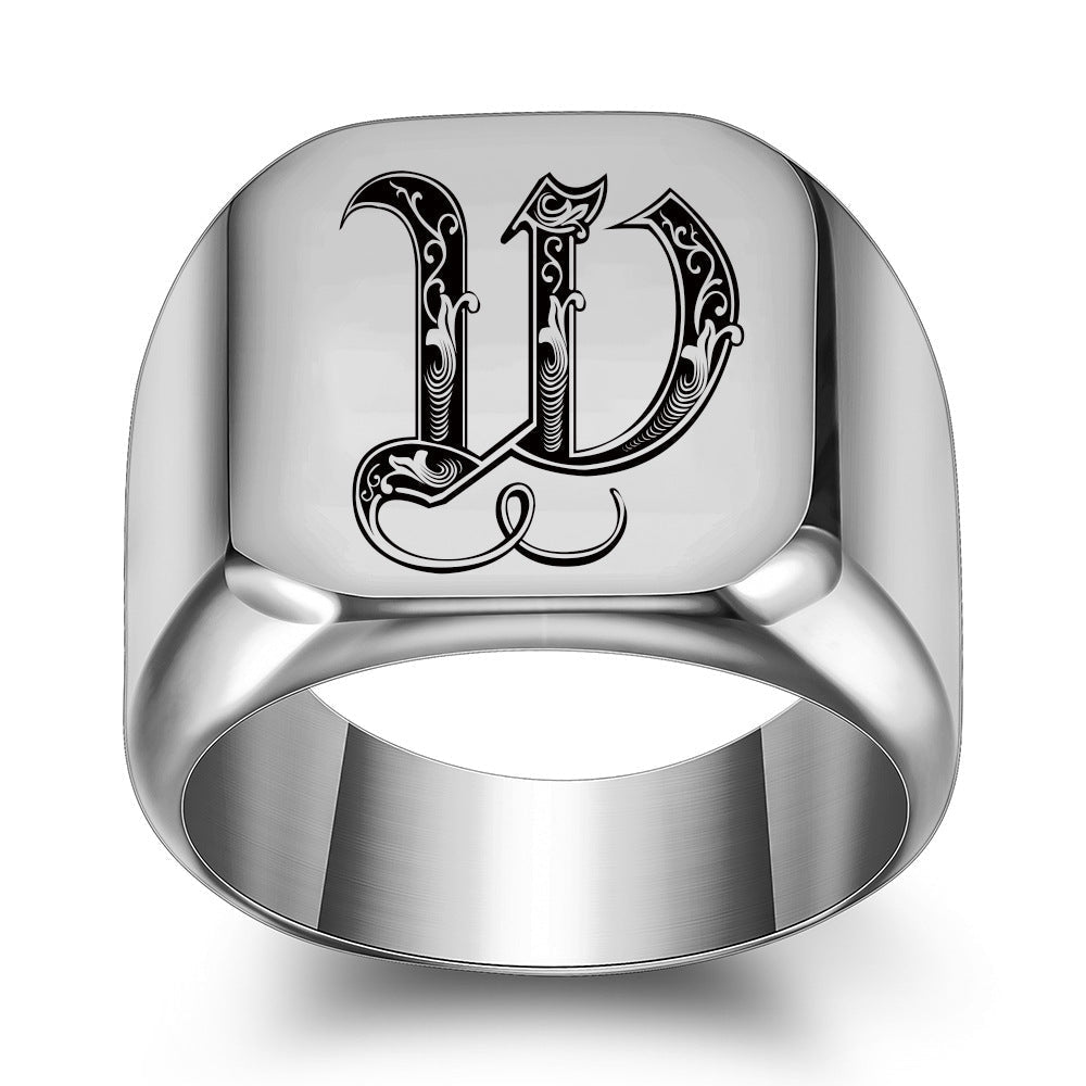 Classic Noble Initial Ring | White Gold