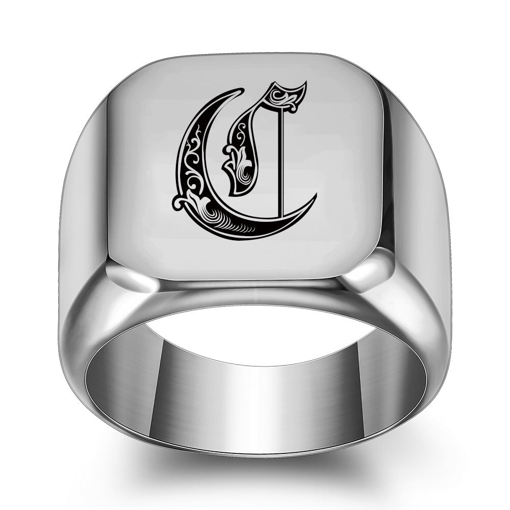 Classic Noble Initial Ring | White Gold