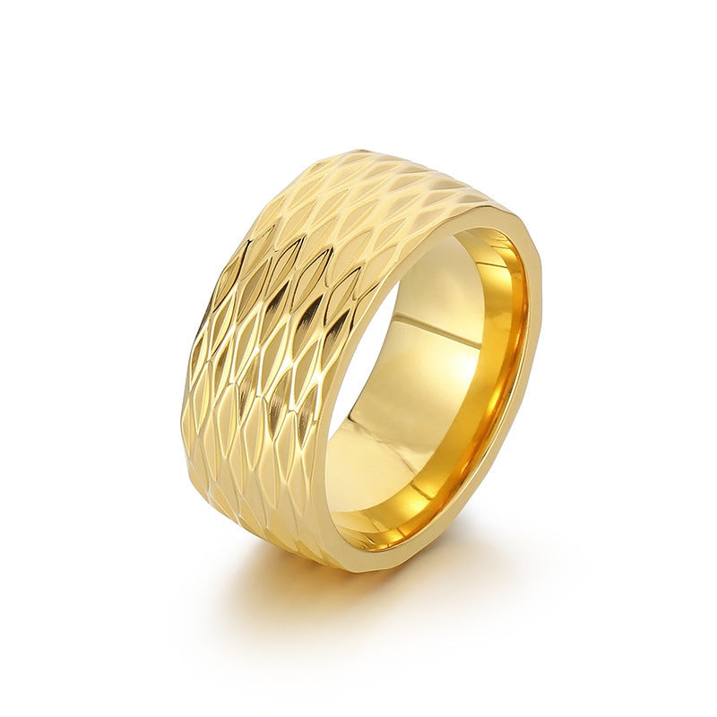 Kaelis Grid Band Ring | Gold