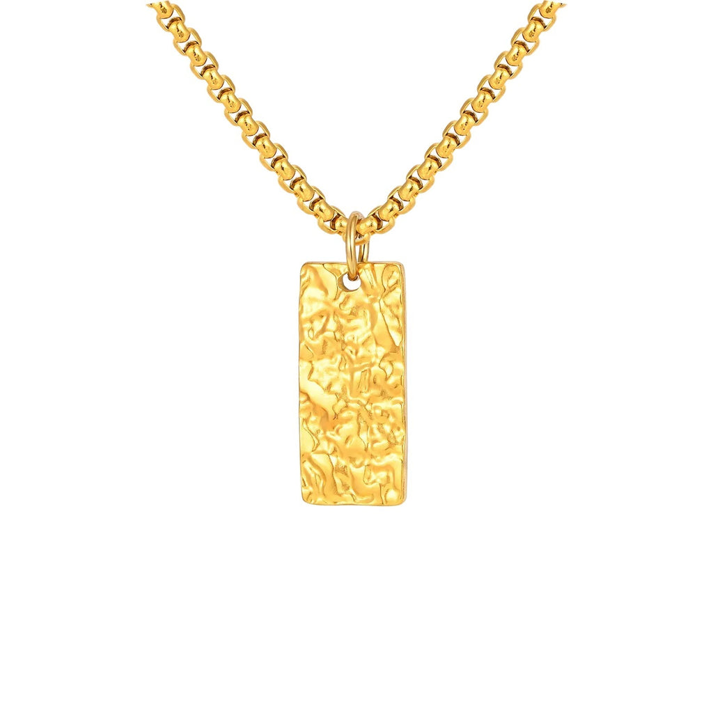 Ziven Hammered Bar Necklace | Gold