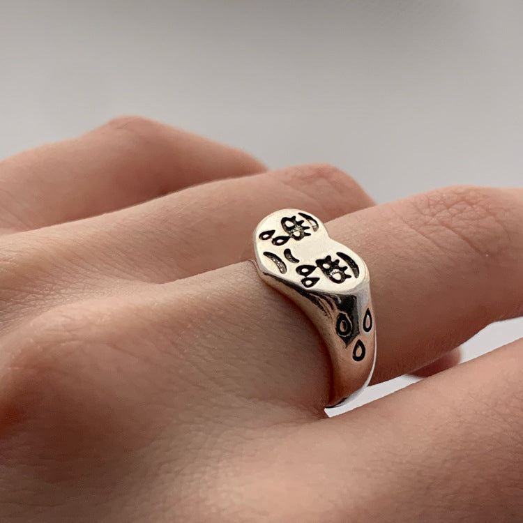 Heart Cry Face Ring