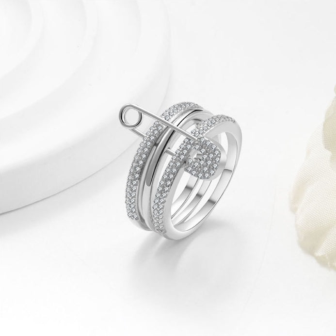 Elegant Safety Pin Ring Set