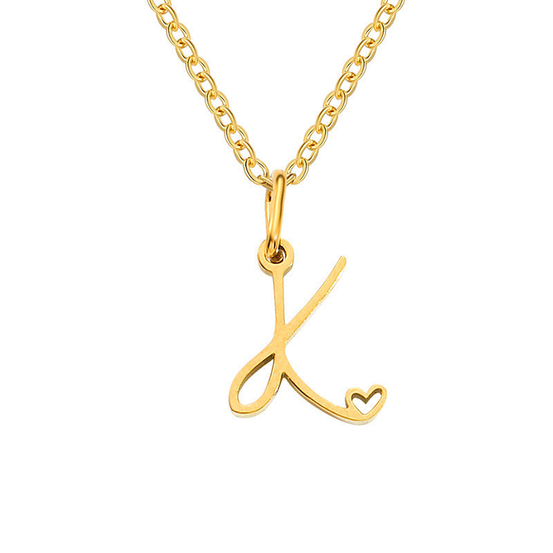 Heart Initial Necklace | Gold