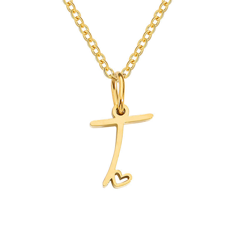 Heart Initial Necklace | Gold