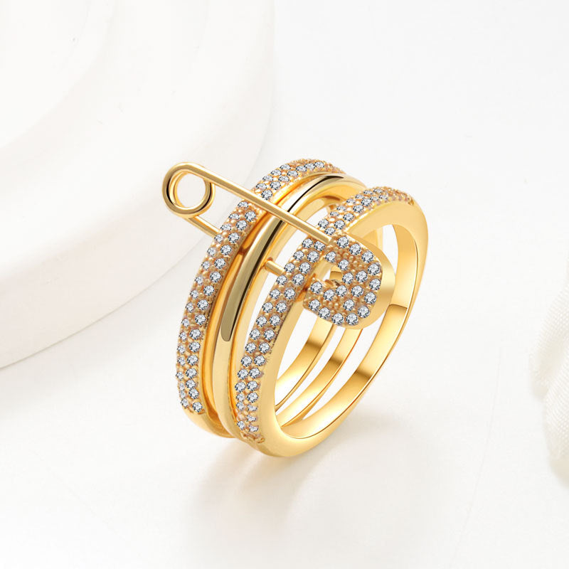 Elegant Safety Pin Ring Set