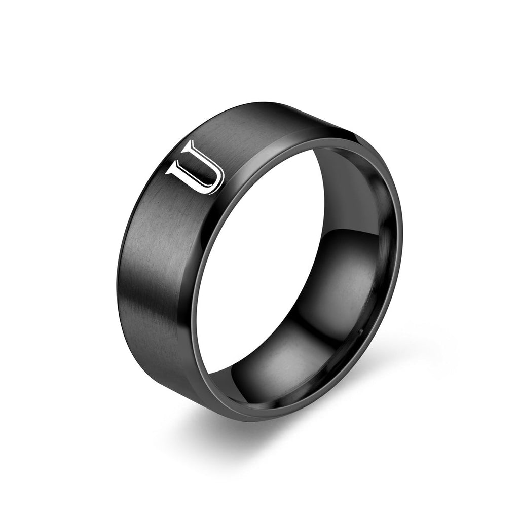 Obsidian Initial Ring | Black Finish