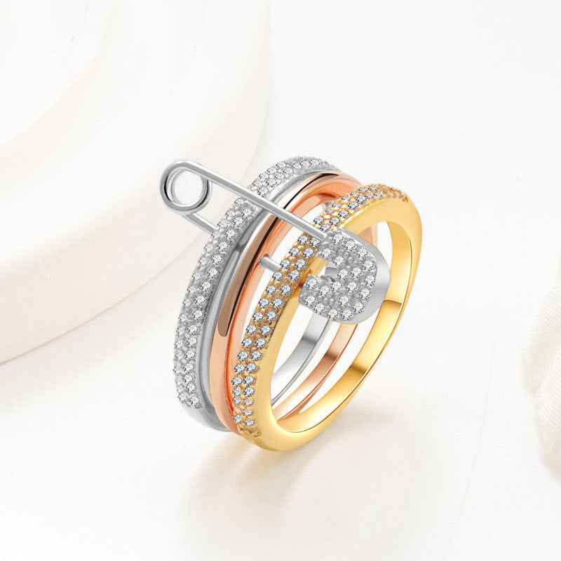 Elegant Safety Pin Ring Set
