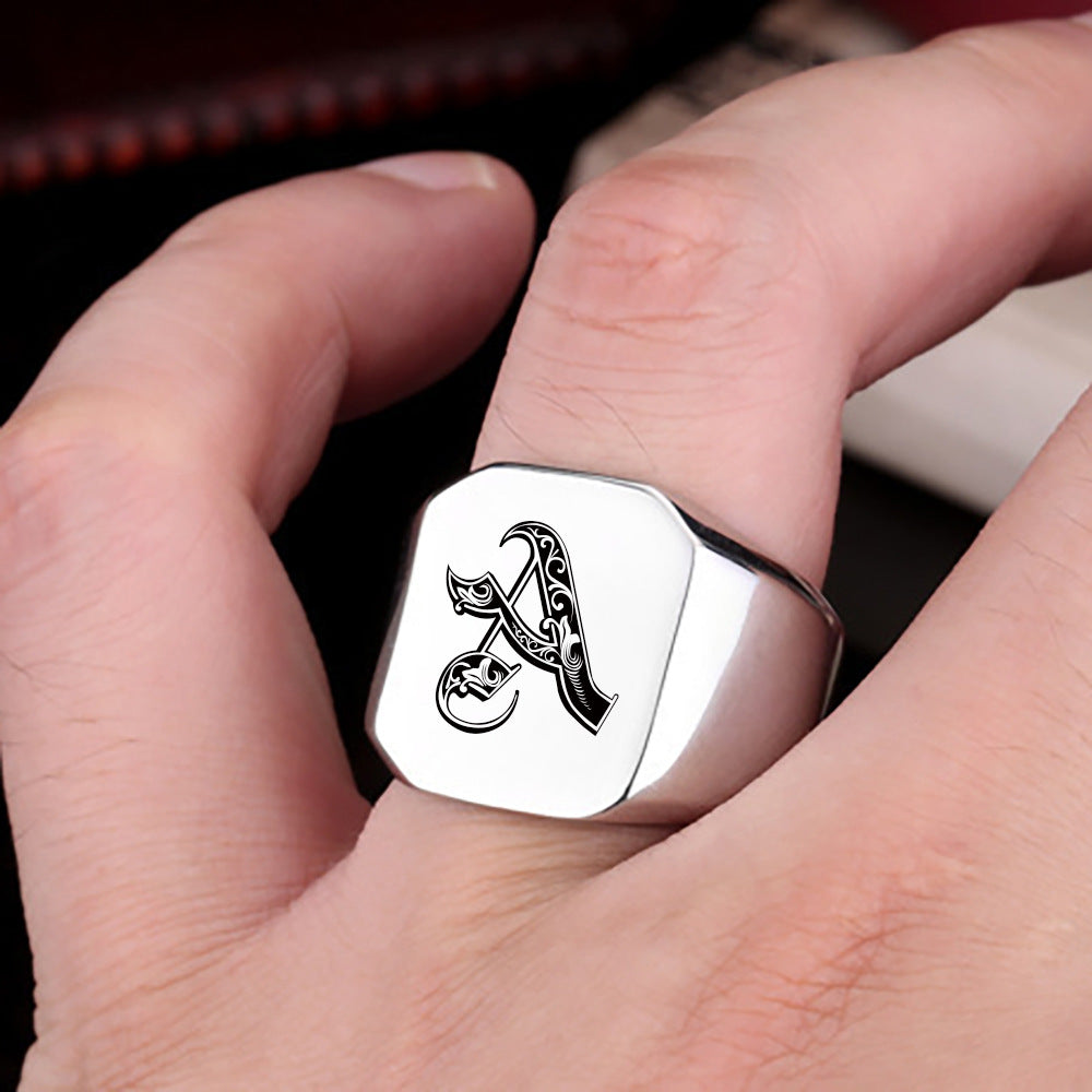 Classic Noble Initial Ring | White Gold