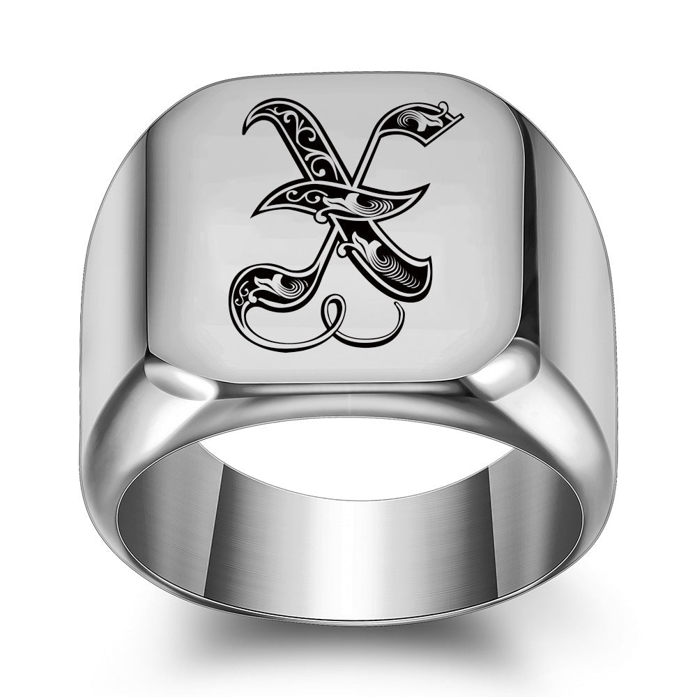 Classic Noble Initial Ring | White Gold