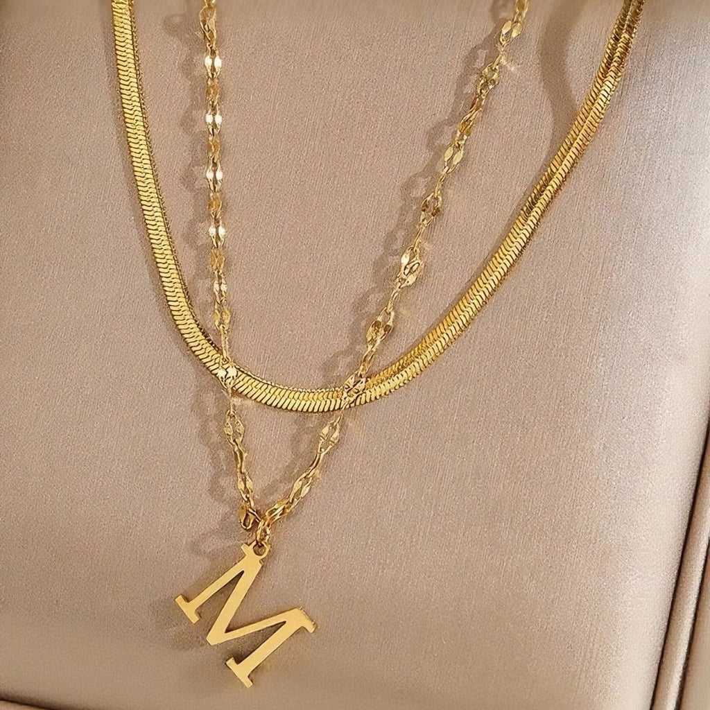 Layered Initial Necklace | Gold