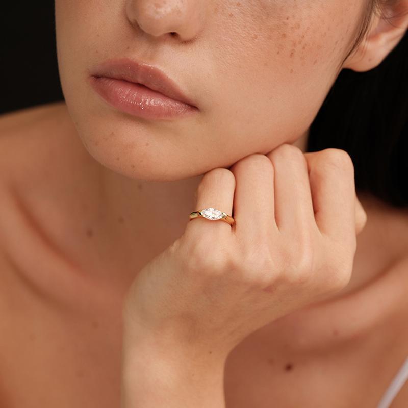 Marquise Solitaire Moissanite Ring
