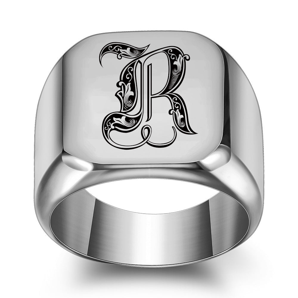 Classic Noble Initial Ring | White Gold