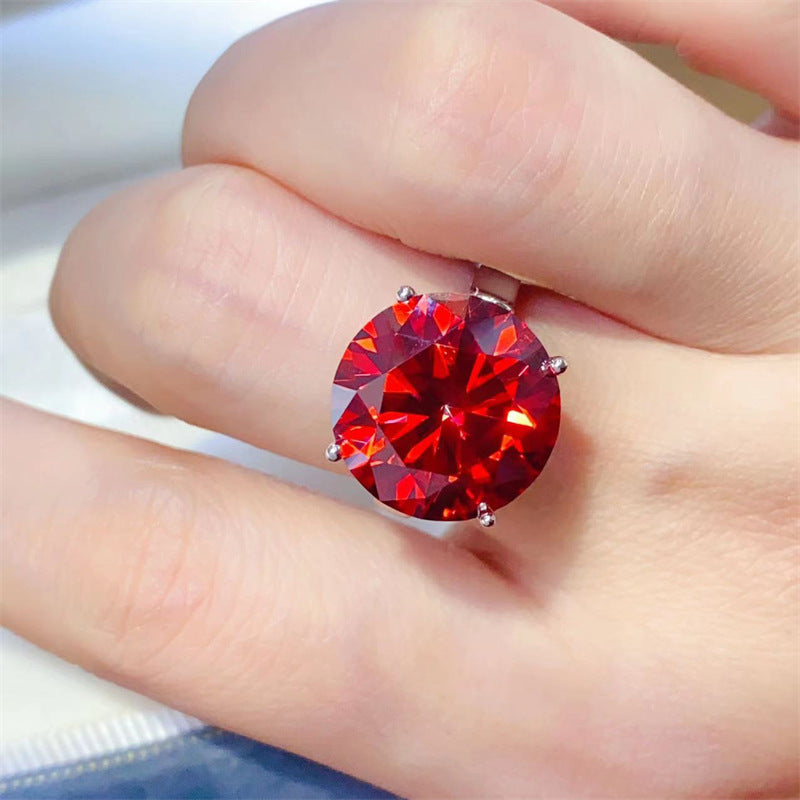 Dove Blood Red Moissanite Ring