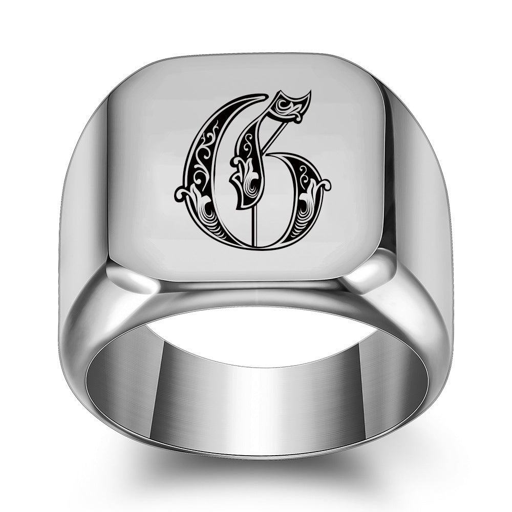 Classic Noble Initial Ring | White Gold