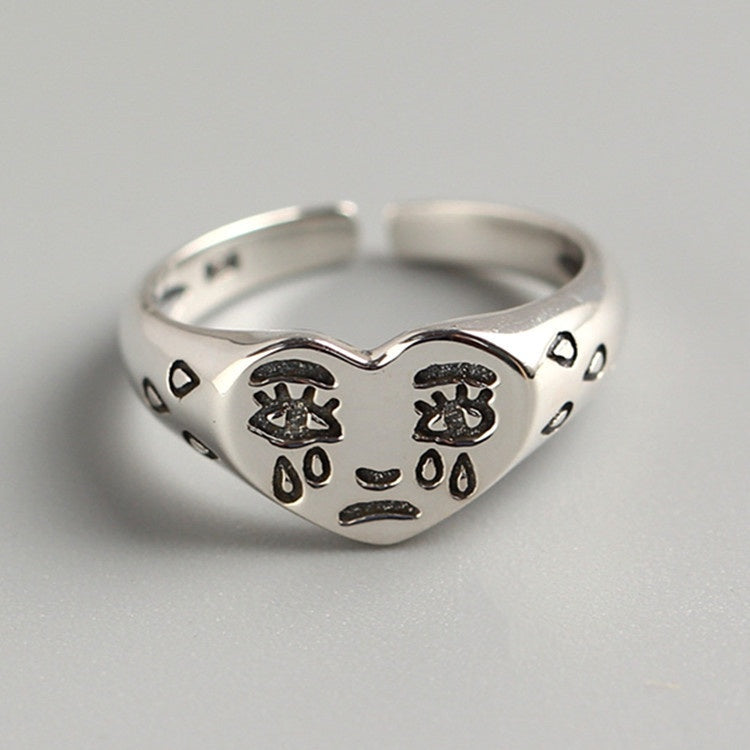 Heart Cry Face Ring