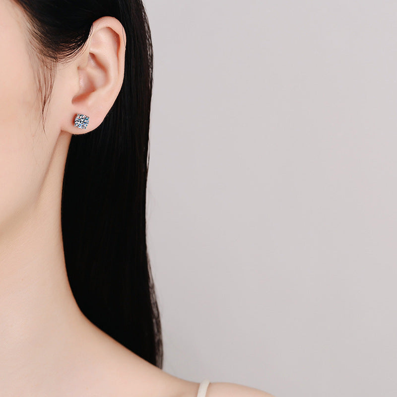 Classic Moissanite Solitaire Stud Earrings