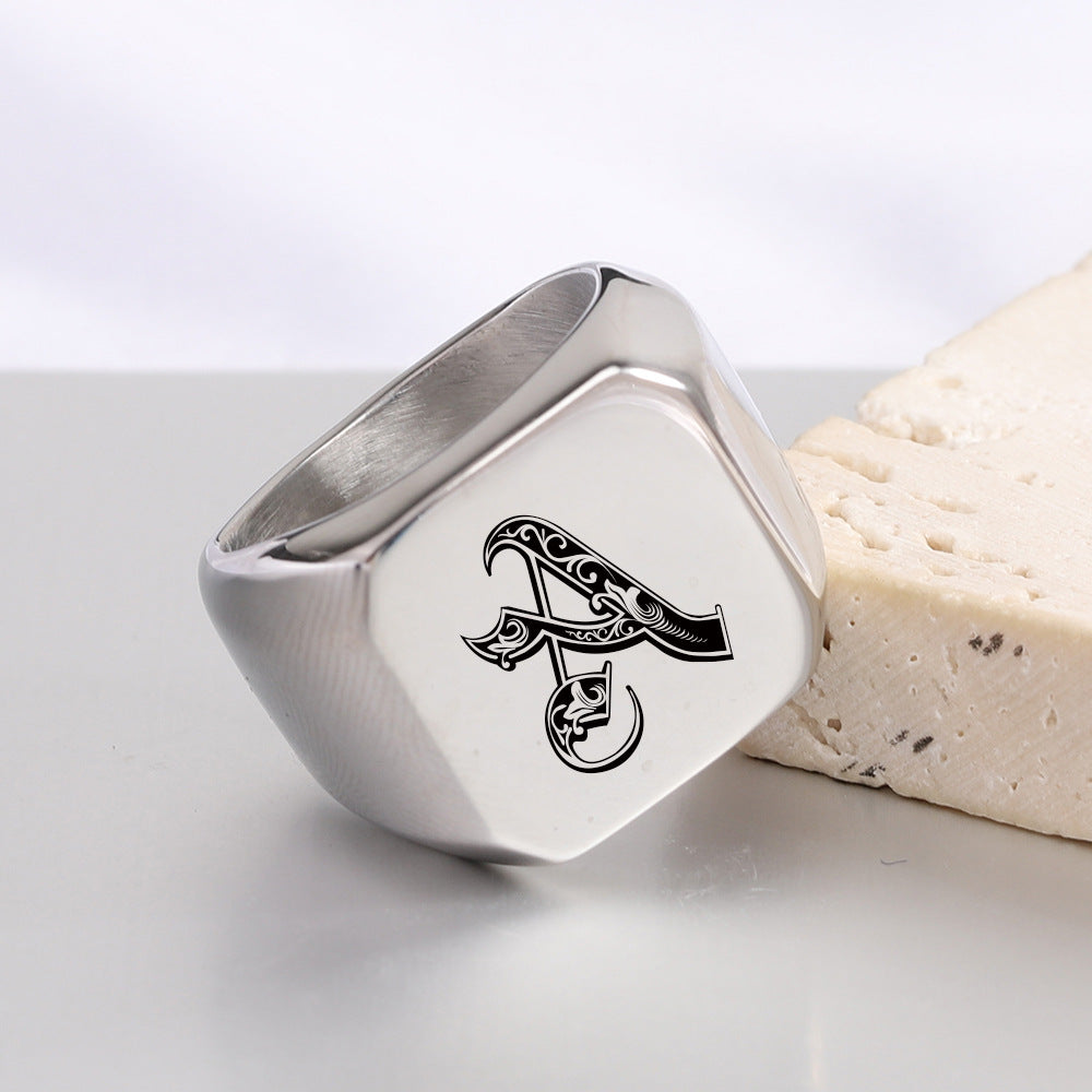 Classic Noble Initial Ring | White Gold