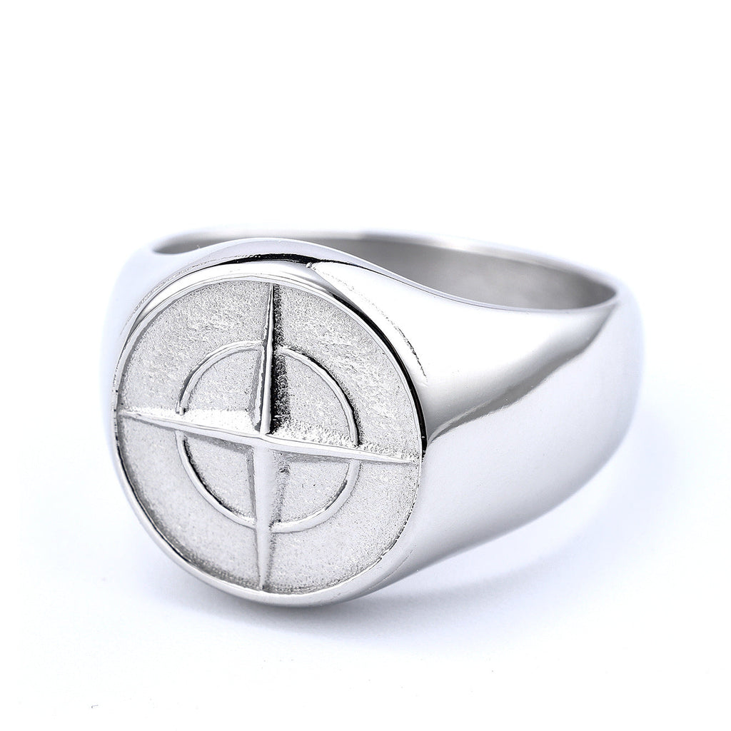 Classic Compass Signet Ring | White Gold