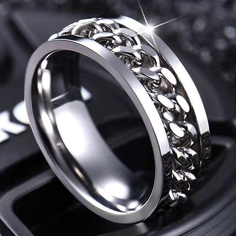 Vance Chain Spinner Ring | White Gold