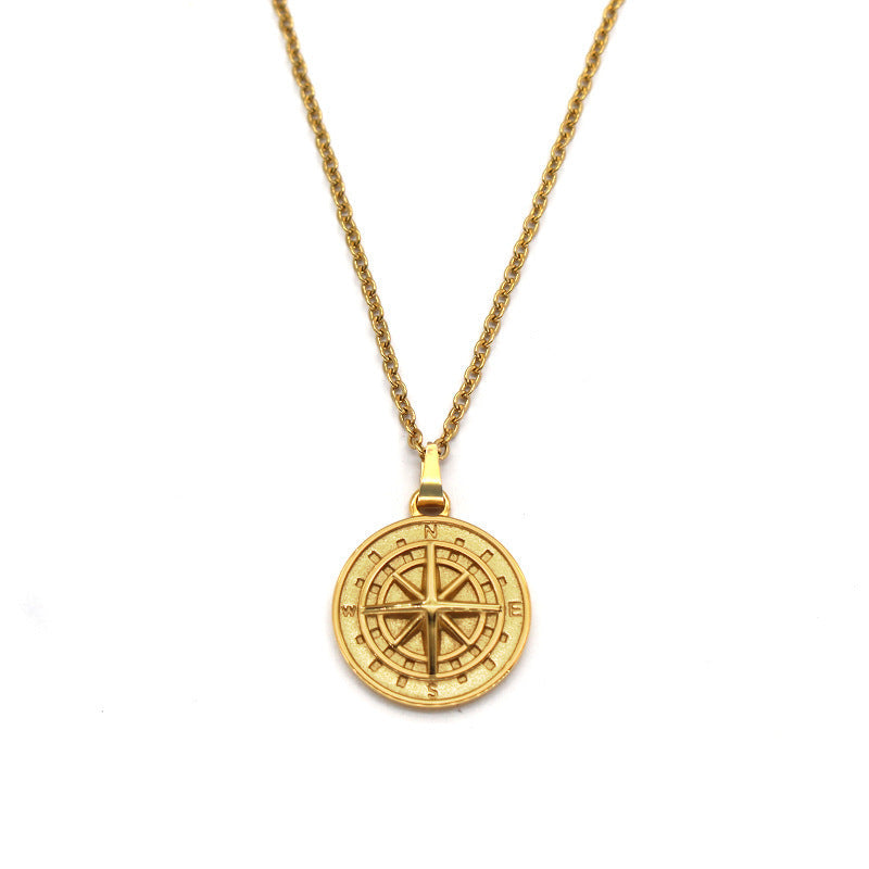 Compass Pendant Necklace | White Gold
