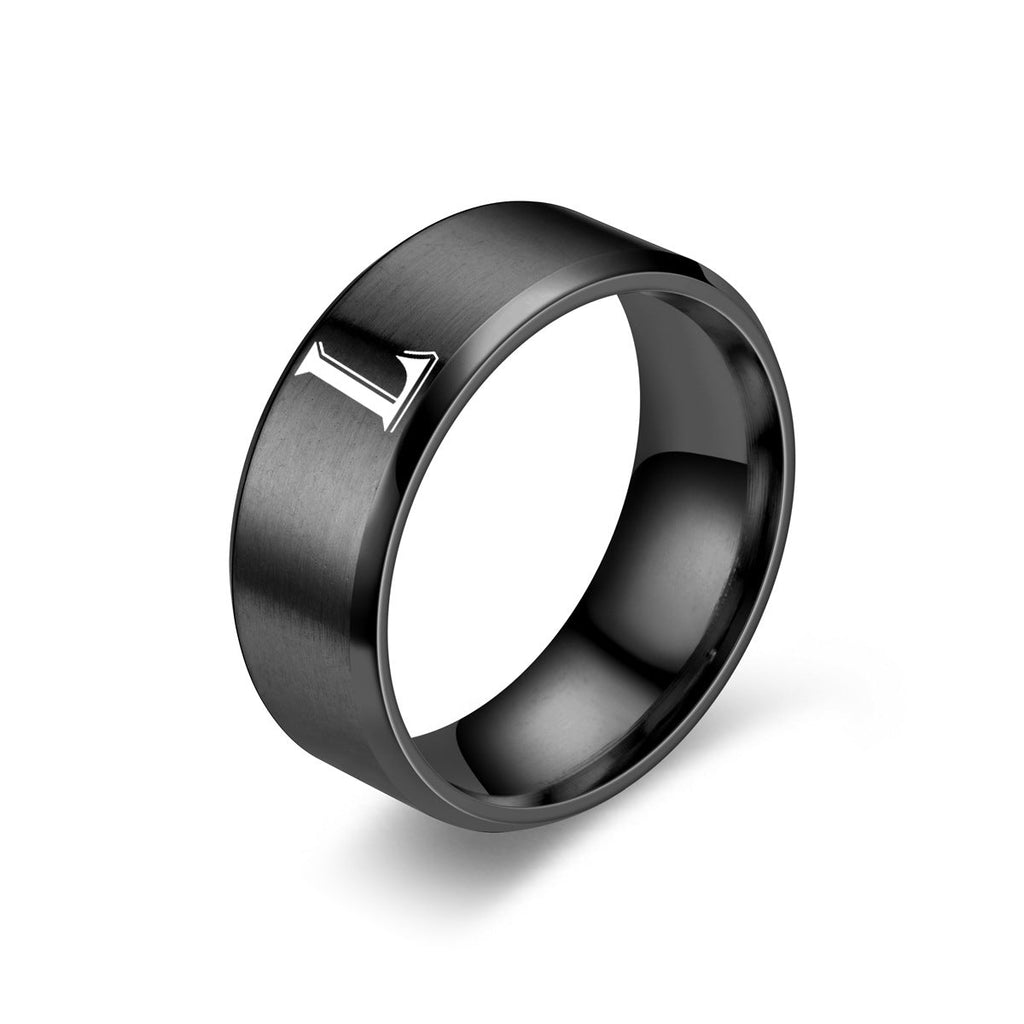 Obsidian Initial Ring | Black Finish