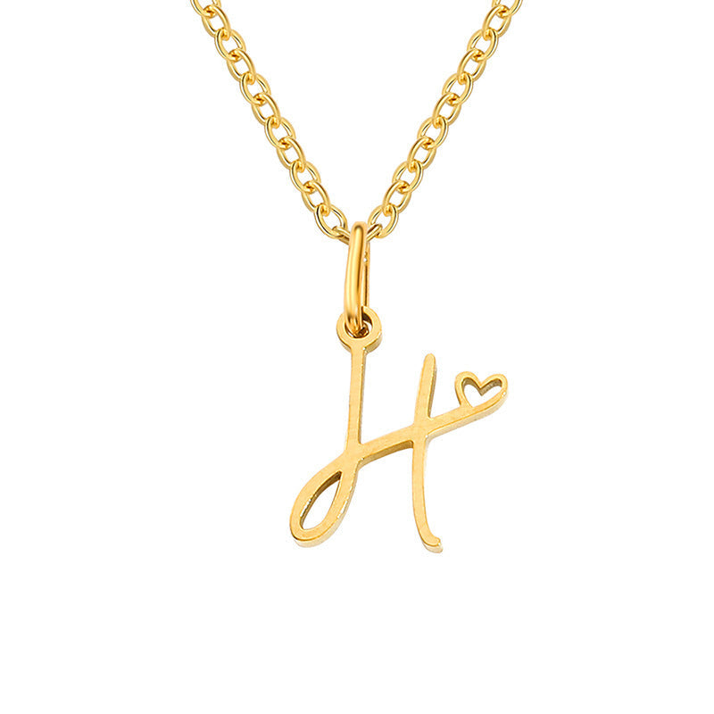 Heart Initial Necklace | Gold