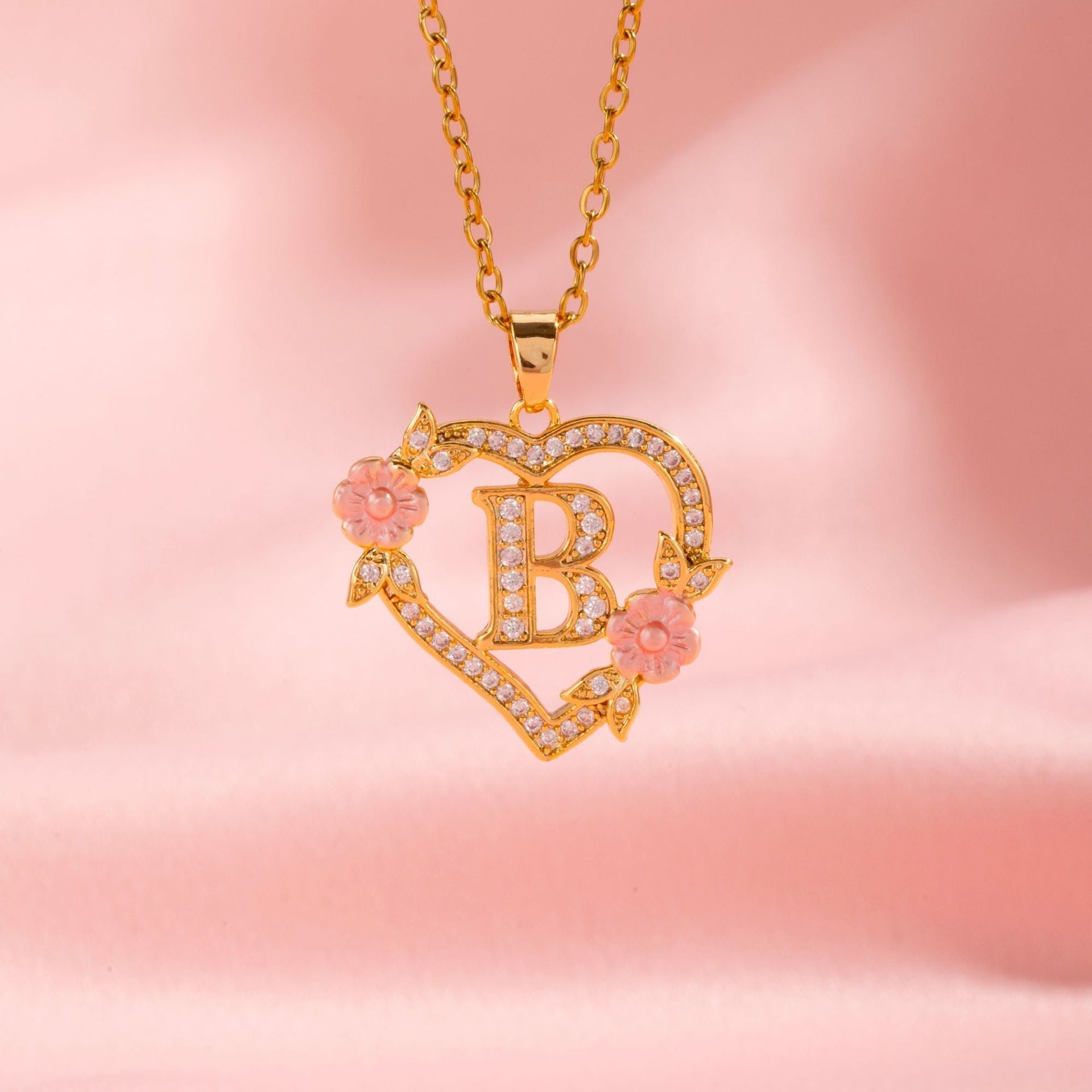 Floral Charm Initial Necklace | Gold