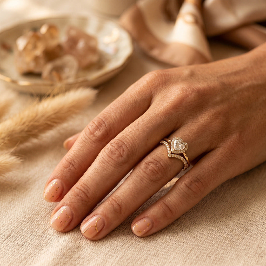 Heart Halo Ring Set