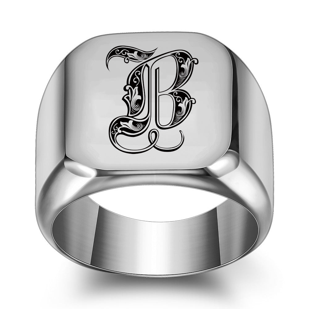 Classic Noble Initial Ring | White Gold
