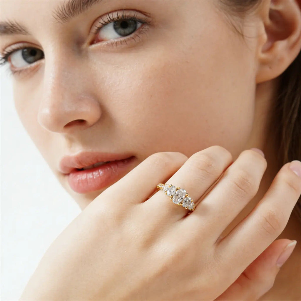 Oval Cut Five-Stone Moissanite Ring