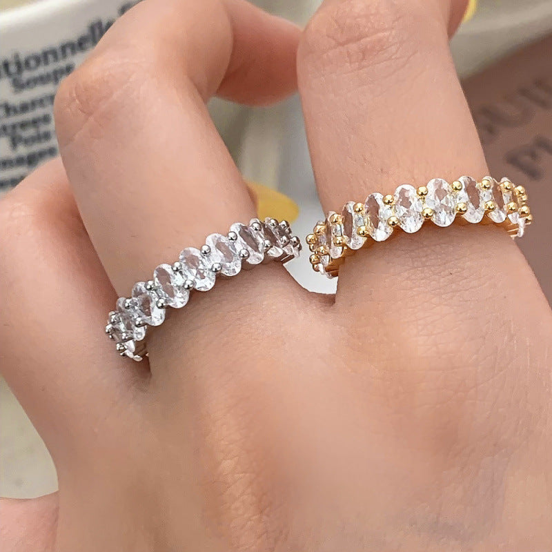 Oval Moissanite Half Eternity Ring