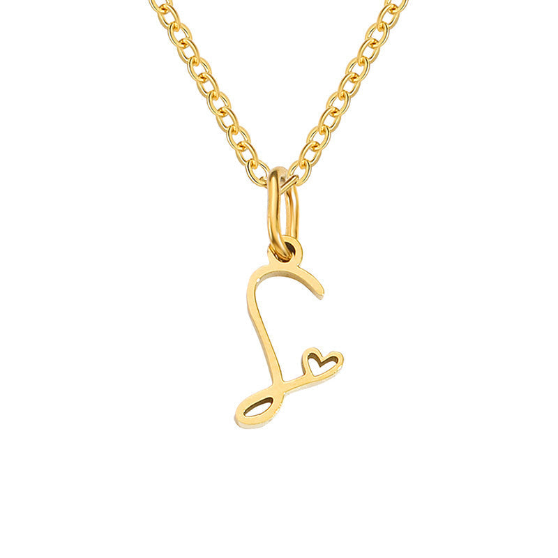 Heart Initial Necklace | Gold