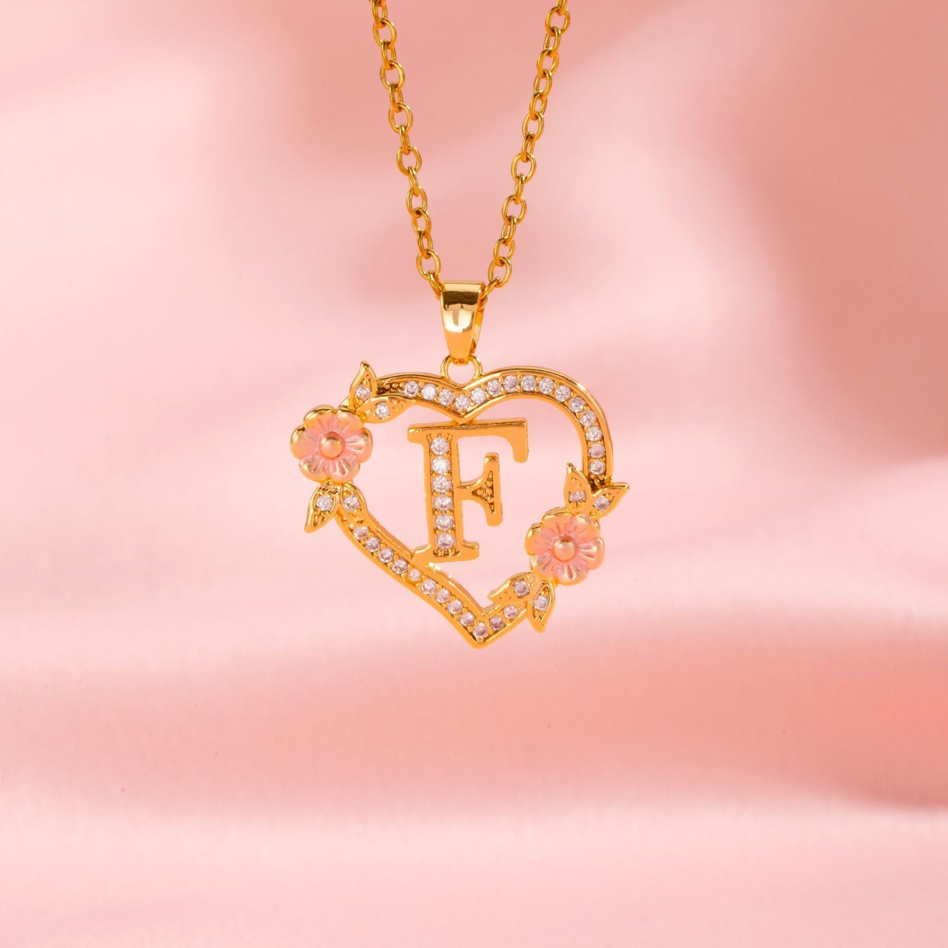 Floral Charm Initial Necklace | Gold