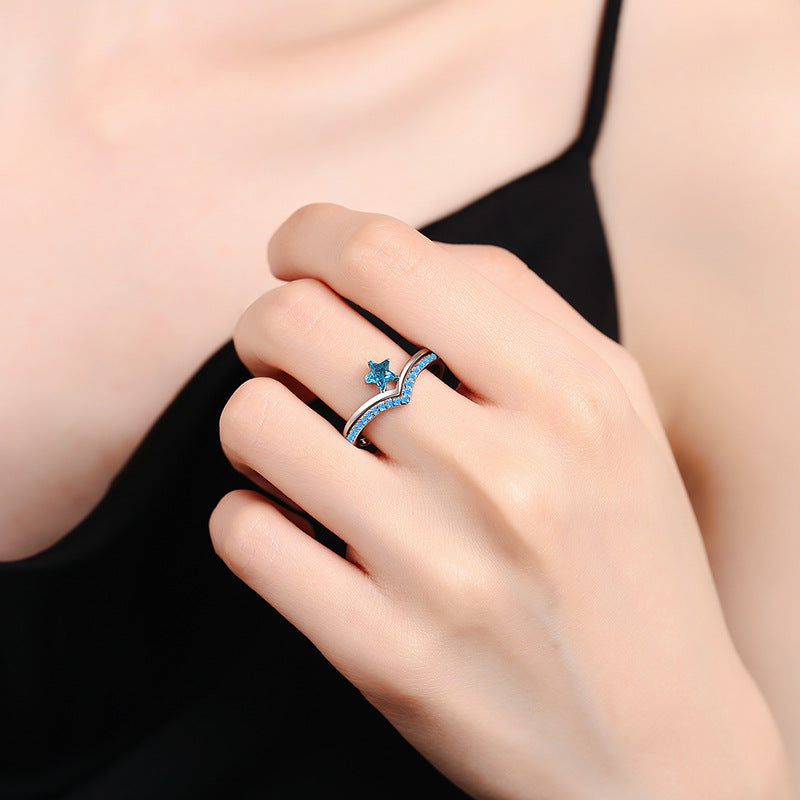 Star-Cut Aquamarine Pavé Ring