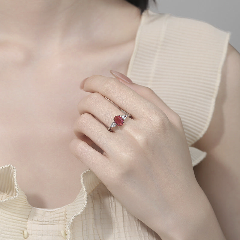 Oval-Cut Crystal Ring
