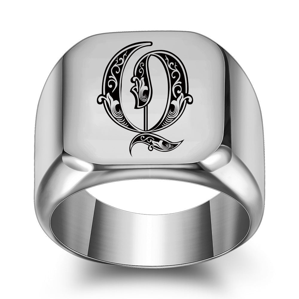Classic Noble Initial Ring | White Gold