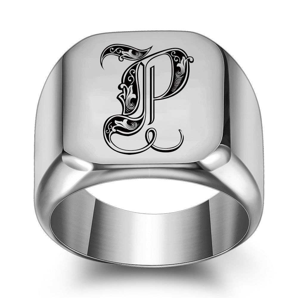 Classic Noble Initial Ring | White Gold