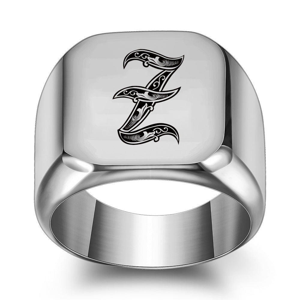 Classic Noble Initial Ring | White Gold