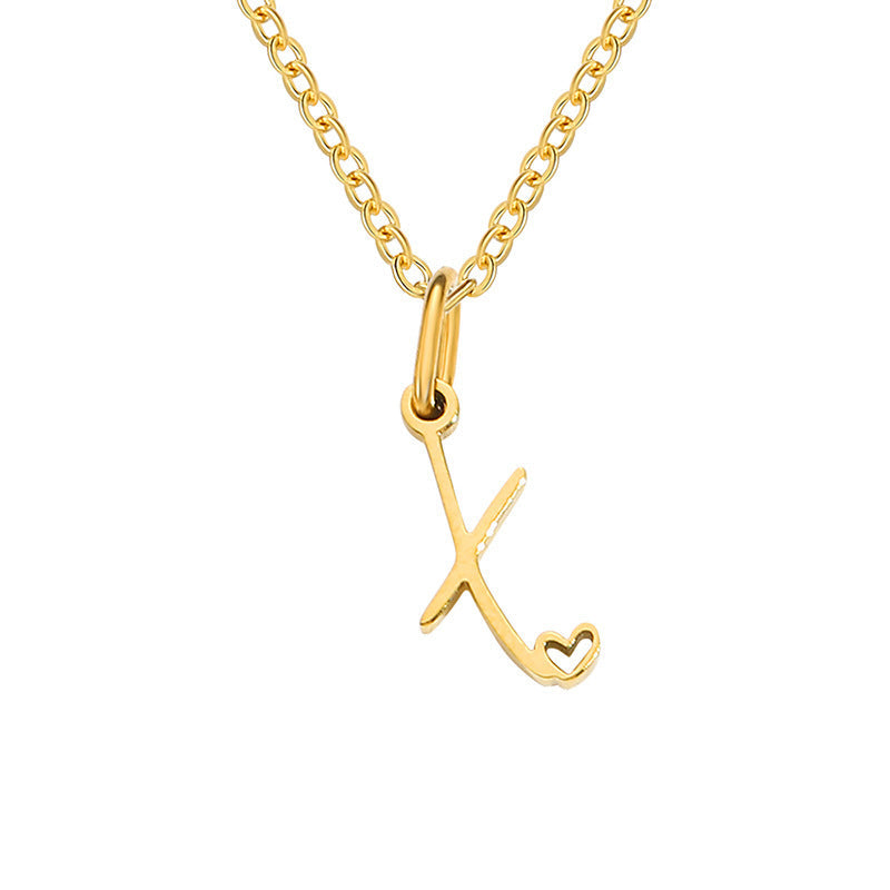 Heart Initial Necklace | Gold