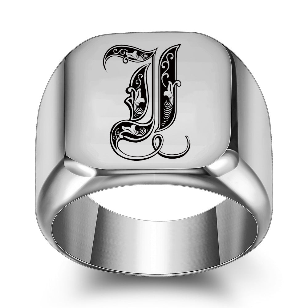Classic Noble Initial Ring | White Gold