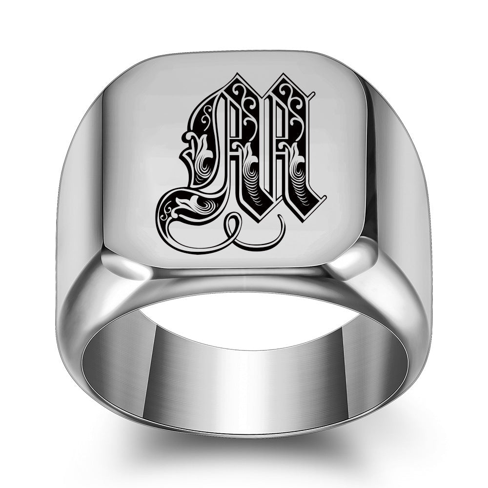 Classic Noble Initial Ring | White Gold
