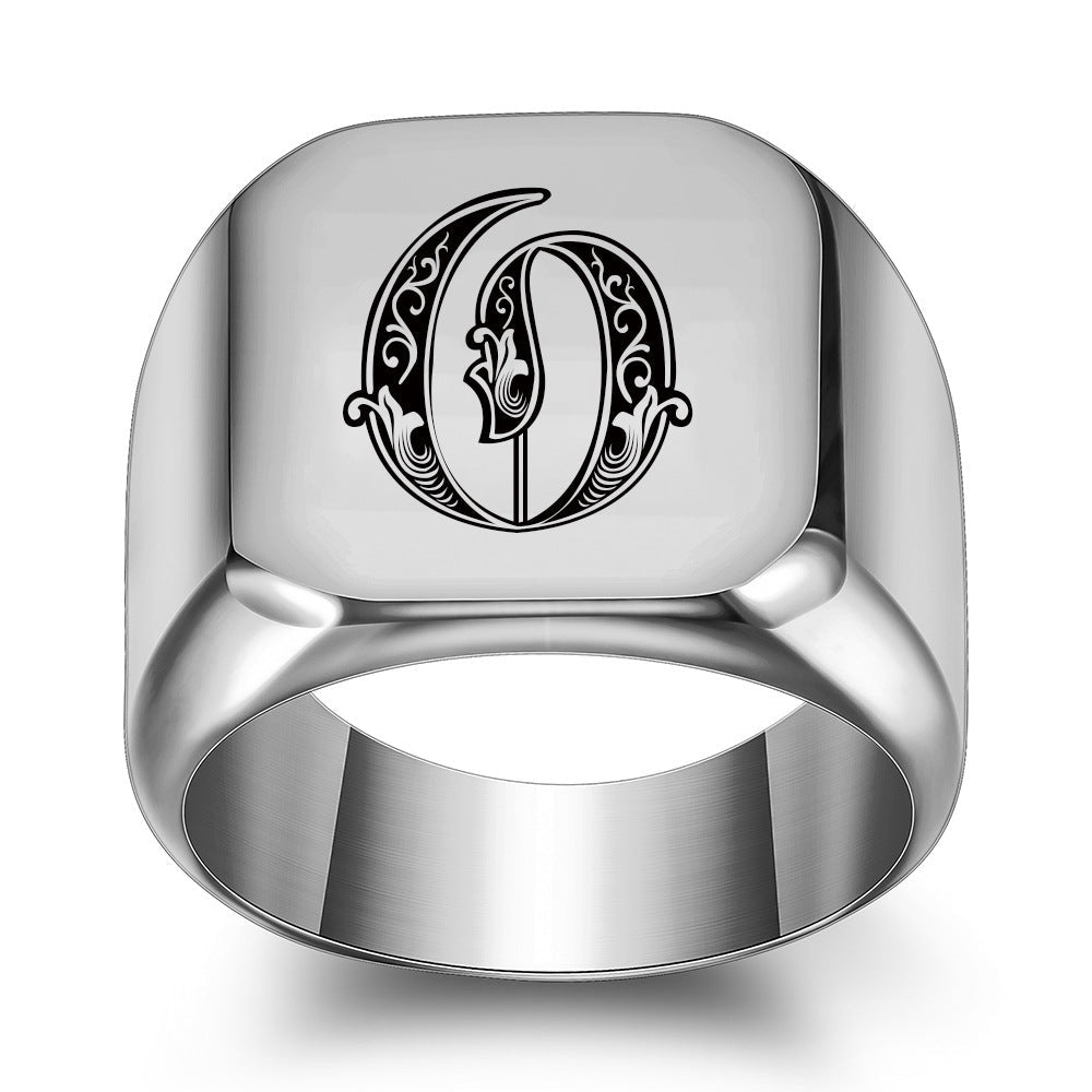 Classic Noble Initial Ring | White Gold