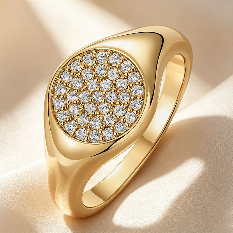 Minimalist Sparkling Pavé Round Ring