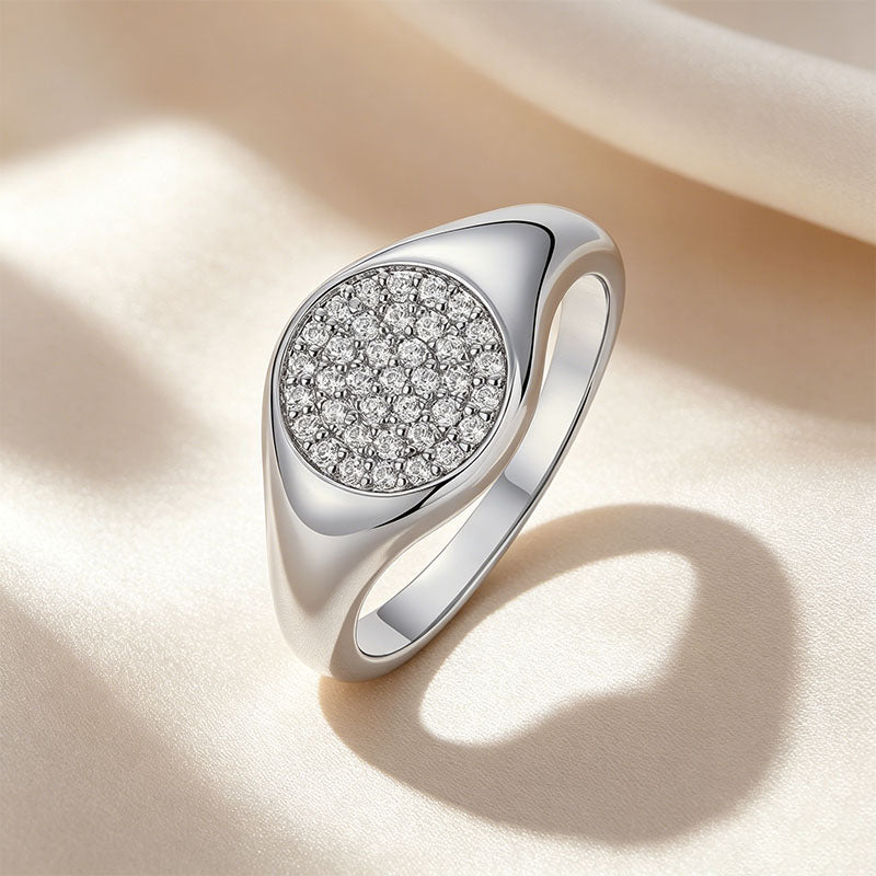 Minimalist Sparkling Pavé Round Ring