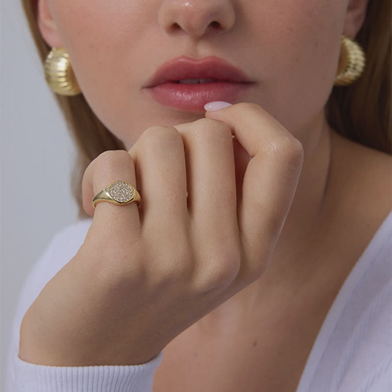 Minimalist Sparkling Pavé Round Ring