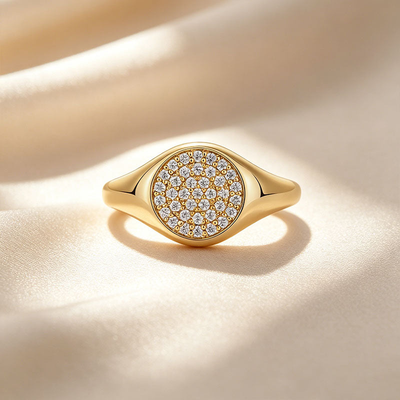 Minimalist Sparkling Pavé Round Ring