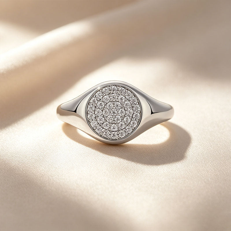 Minimalist Sparkling Pavé Round Ring