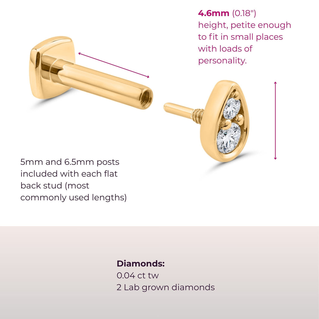 Perfect-Pear Diamond Flat Back Stud