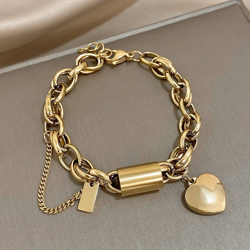 Heartened Chunky Bracelet | White Gold